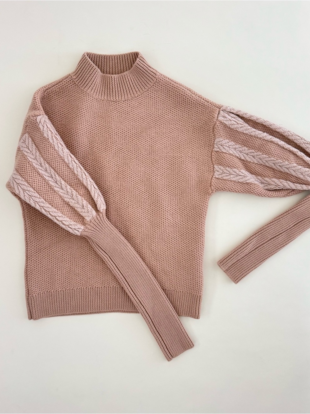 Jonathan Simkhai Puff-Sleeve 100% Wool Sweater in Blush Pink - Size XS - Picture 4 of 6